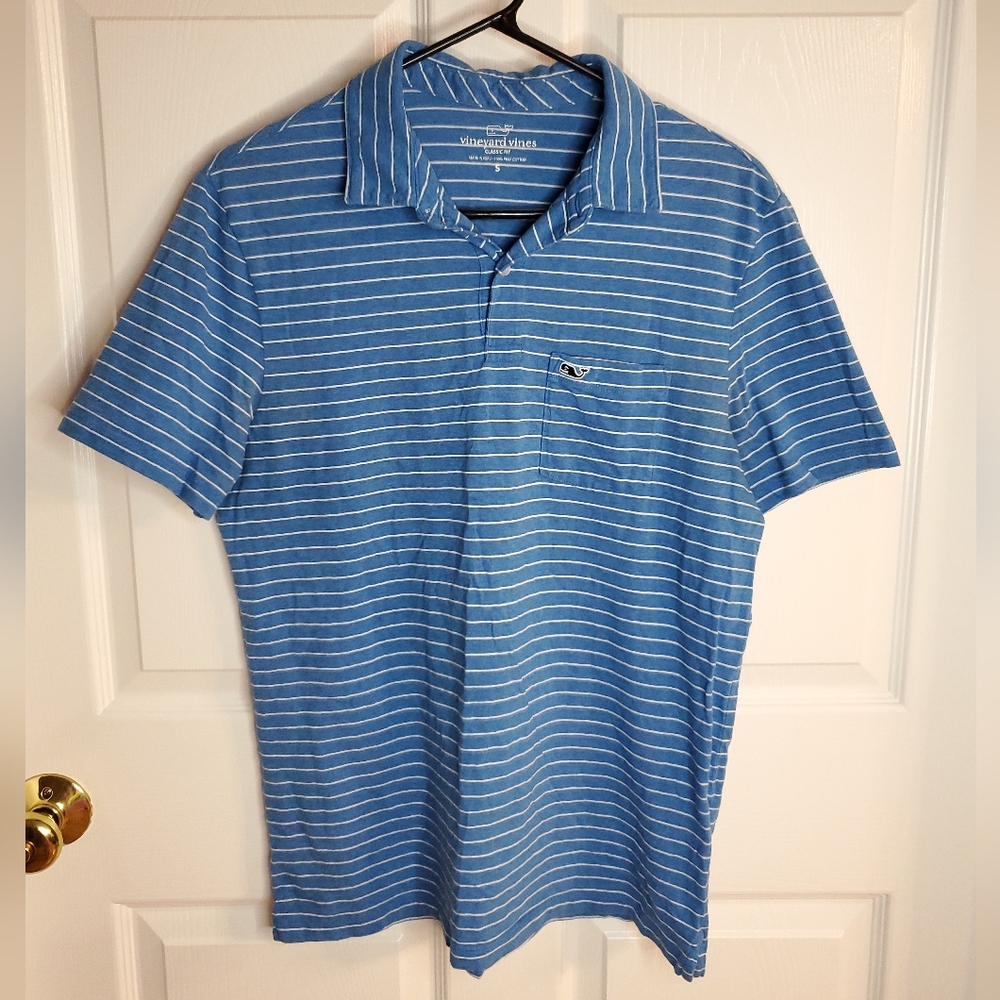 Vineyard Vines Blue & White Striped Men's Polo Shirt. Size S. #SW